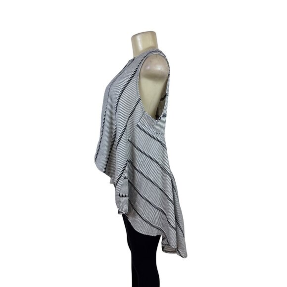 New Age Women’s Black & White High-Low Shirt With Striped Pattern Sz M/L - Picture 3 of 9